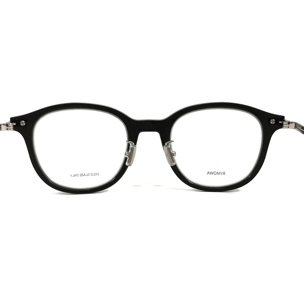 Rimowa Eyeglasses Frames RW50001U 001 Black Silver Round Full Rim 50-23-150